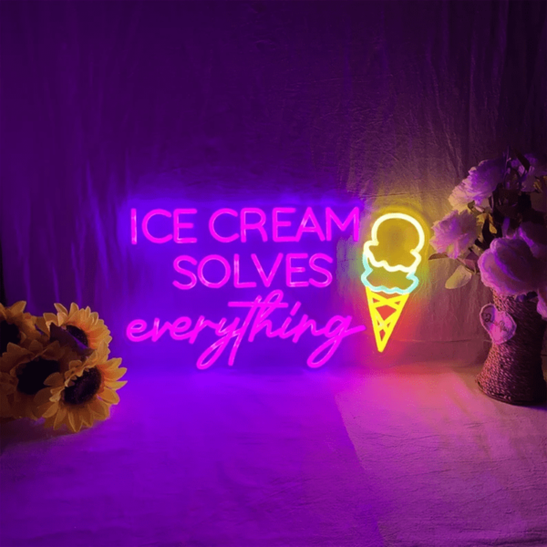 تابلو نئون طرح Ice cream solves everything کد TP410