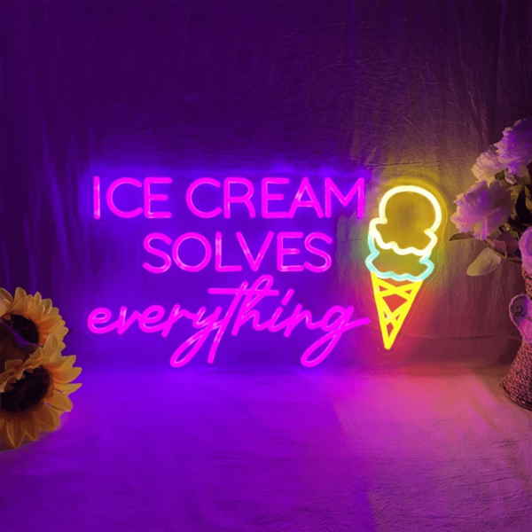 تابلو نئون طرح Ice cream solves everything کد TP410