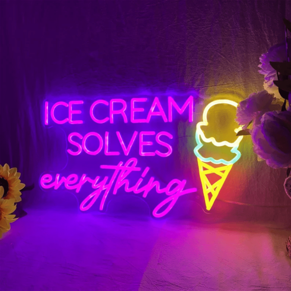 تابلو نئون طرح Ice cream solves everything کد TP410